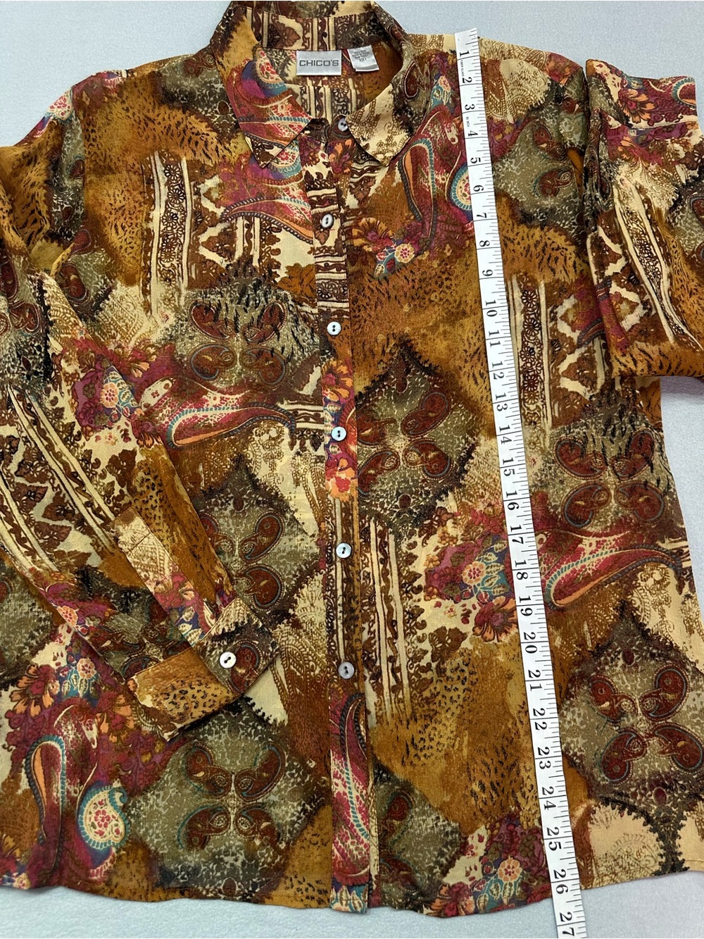 Chico's Multicolor Paisley Button-Front Shirt - Picture 9 of 9